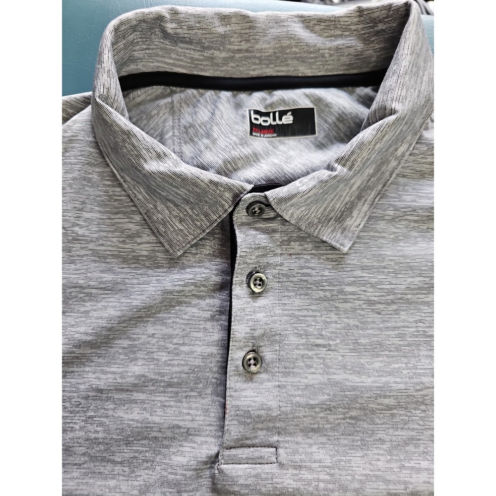 Bolle Mens XXL Gray Heather Performance Golf Polo Shirt Short Sleeve Moisture Wi